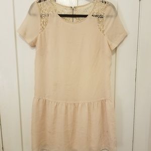 Baby pink drop waist chiffon dress